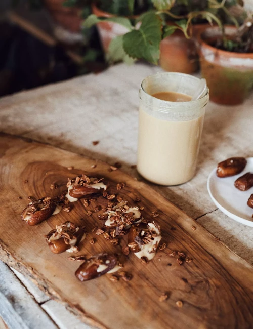 Nut Butter Stuffed Dates Topped with Granola